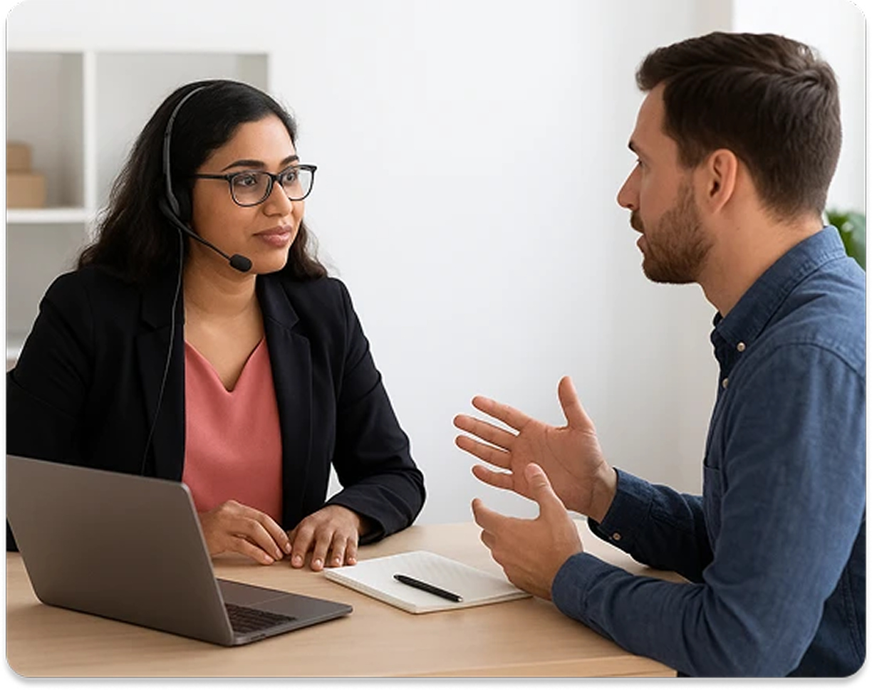 Interviewing call center agents
